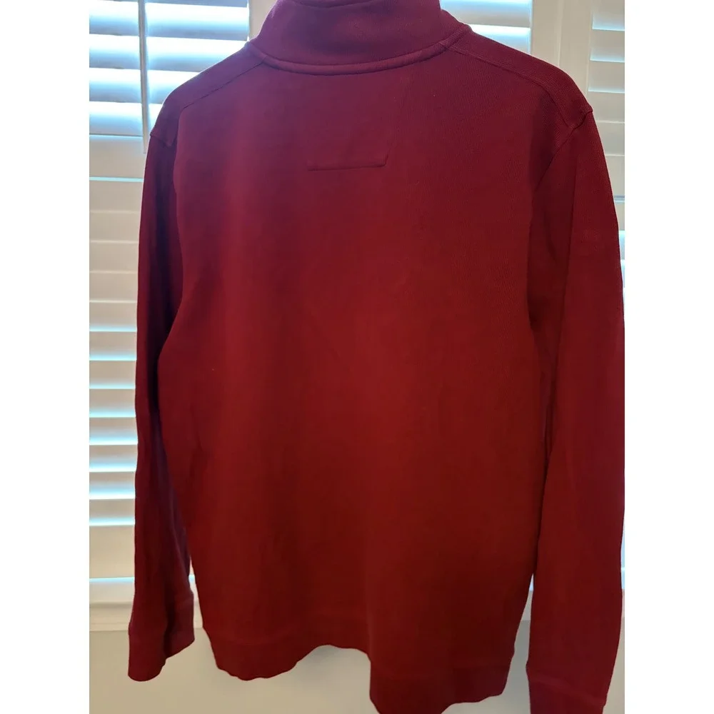 Nautica Mens Quarter Zip Pullover Sweater Burgundy Red Mock Neck Logo Size XL